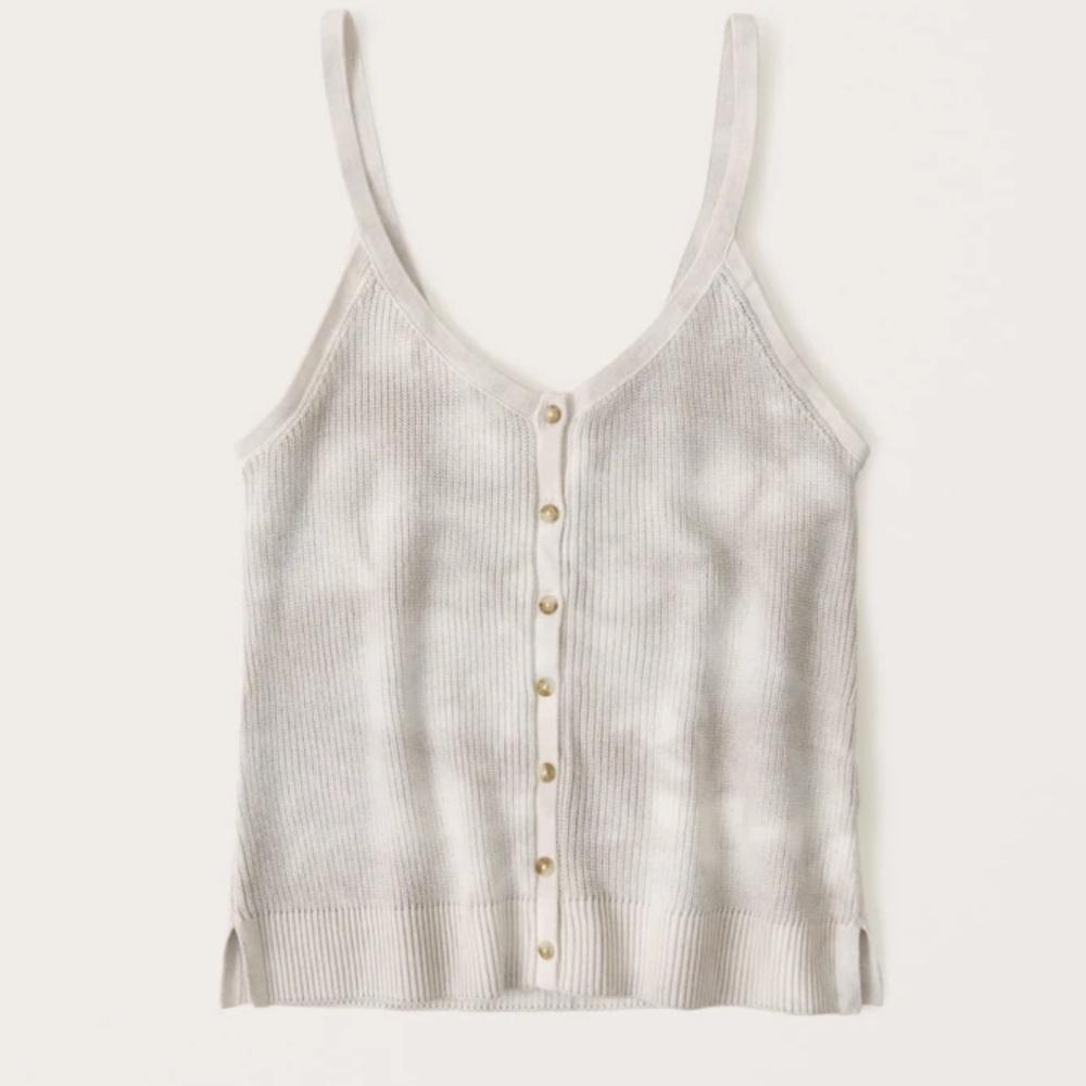 Abercrombie Wash Effect Button-Up Ribbed Knit Tank